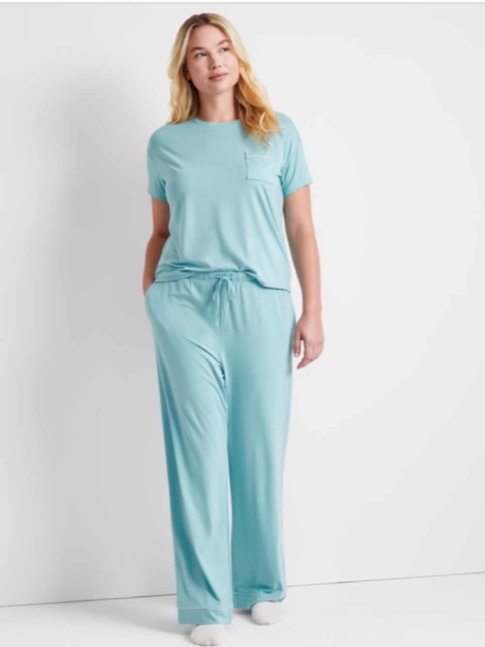 NWT State of Day Fluid Knit Pajama Set - Canton Blue Green - XS & 2XL